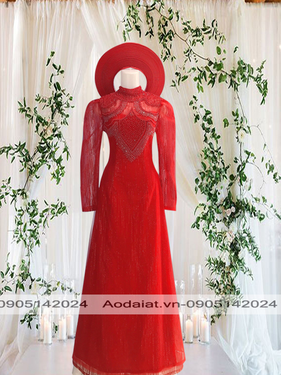 áo dài voan kim tuyến dành cho cô dâu -ADT-AT025